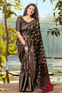 Black Color Cotton Saree With Weaving Work
