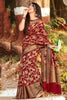 Maroon Color Cotton Saree With Weaving Work