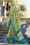 Light Green Color Cotton Saree With Weaving Work