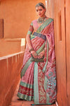 Light Pink Foil Printed Work Patola Saree