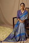 Light Grey Brasso Saree With Weaving