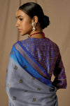 Light Grey Brasso Saree With Weaving