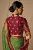Green & Maroon Brasso Saree With Weaving