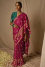 Rani Pink Brasso Saree With Weaving