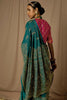 Teal Blue Brasso Saree With Weaving