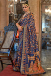 Navy Blue Patola Saree With Sparkal Work