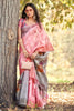 Baby Pink & Gray Cotton Saree With Weaving Border & Printed Work