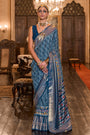 Blue Patola Silk Saree With Weaving