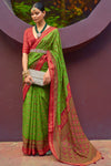 Green Bandhej Printed Brasso Silk Saree