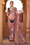 Light Brown Silk Paithani Patola Saree With Weaving Work