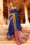 Blue Paithani Saree With Zari Weaving Work