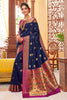 Blue Paithani Saree With Zari Weaving Work