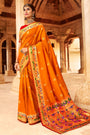Orange Paithani Saree With Zari Weaving Work