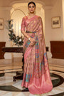 Light Pink Art Silk With Digital Printed Saree