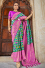 Rama Green Patola Saree With Zari Weaving Work
