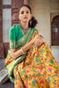 Yellow & Sea Green Patola Saree With Zari Weaving Work