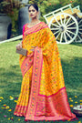 Yellow Patola Saree With Zari Weaving Work