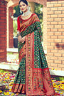 Dark Green Patola Saree With Zari Weaving Work