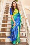 Blue Kota Doria With Leheriya Printed Saree