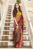 Yellow & Brown Kota Doria With Leheriya Printed Saree