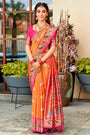 Orange Paithani Saree With Zari Weaving Work