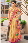 Light Yellow Paithani Saree With Zari Weaving Work