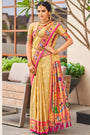 Light Yellow Paithani Saree With Zari Weaving Work