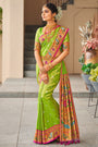 Parrot Green Paithani Saree With Zari Weaving Work