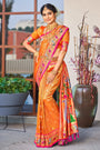 Orange Paithani Saree With Zari Weaving Work