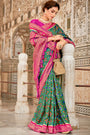 Rama Green Patola Saree With Zari Weaving Work