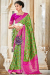 Light Green Patola Saree With Zari Weaving Work