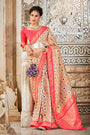 Cream Patola Saree With Zari Weaving Work