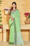 Light Green Linen Saree With Weaving work