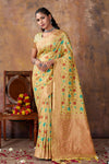 Yellow Banarasi Silk Saree With Weaving Work