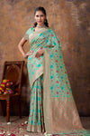 Sky Blue Banarasi Silk Saree With Weaving Work