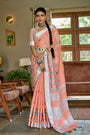 Peach Linen Saree With Weaving
