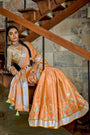 Light Orange Linen Saree With Weaving