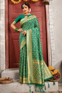 Green Banarasi Silk Saree With Weaving Work