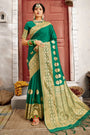 Deep Green Banarasi Silk Saree With Weaving Work