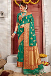 Pine Green Banarasi Silk Saree With Weaving Work