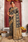 Gray Banarasi Silk Saree With Weaving Work