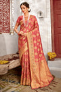 Pink Banarasi Silk Saree With Weaving Work