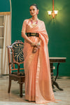 Peach Soft Silk Saree With Weaving Work