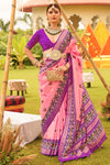 Light Pink Patola Saree With Weaving Work
