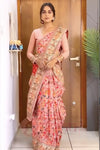 Peach Color Kashmiri Modal Handloom Weaving Saree