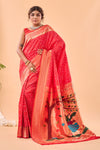 Red Paithani Silk Saree With Weaving  Work