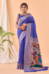 Royal Blue Paithani Silk Saree With Weaving  Work