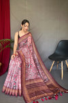 Baby Pink Cotton Saree With Digital Printed Work