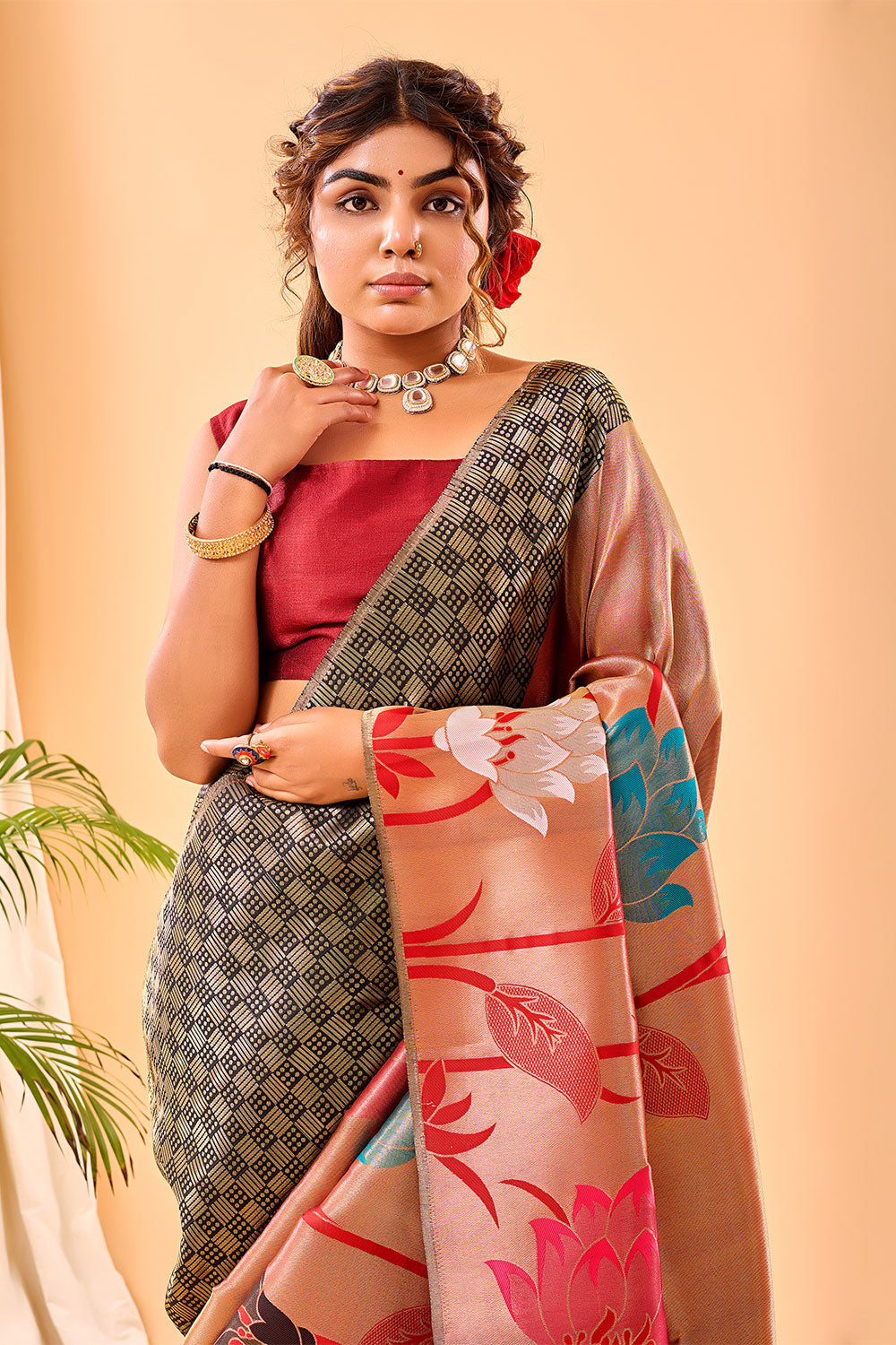 Black Paithani Silk Saree With Weaving Work