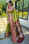 Light Green Paithani Silk Saree With Zari Weaving Work